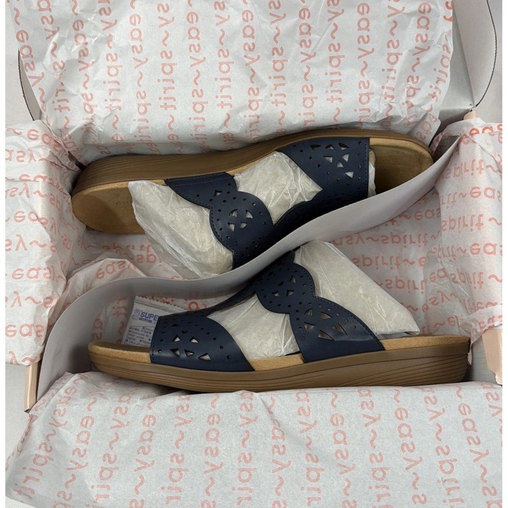 Easy Spirit Brixton Navy Blue Scalloped Slide Sandals Shoes 8m /#26716 - Picture 6 of 6